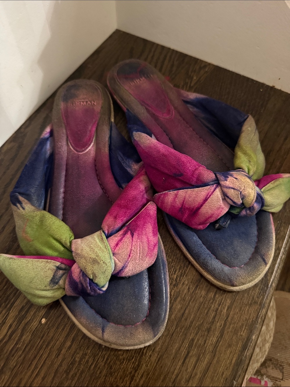 Alexandre Birman Multicolor Knot Slide Sandals — Pink Blue Green